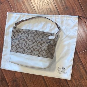 Coach Monogram White Leather Tote Bag